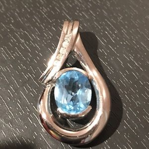 Aquamarine slider charm-white gold